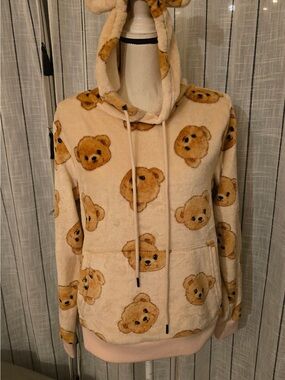Cozy Cream Teddy Plush Hoodie with Drawstring